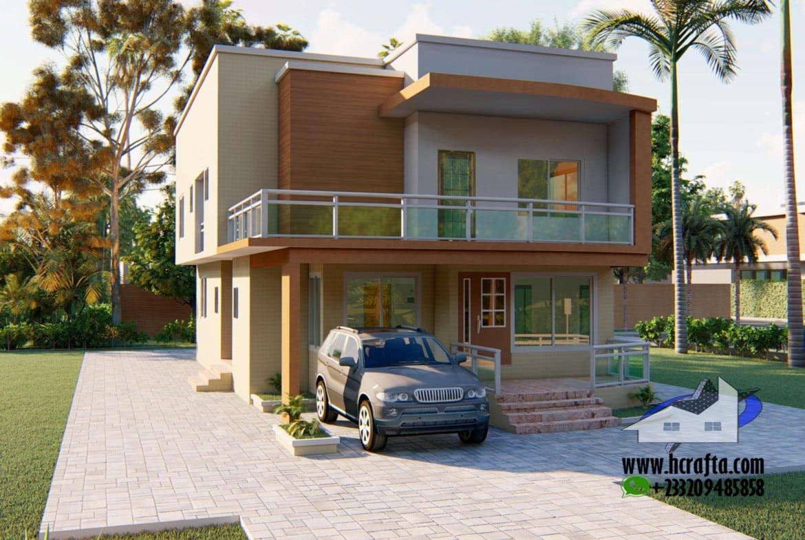 5 bedroom duplex design exterior with balcony