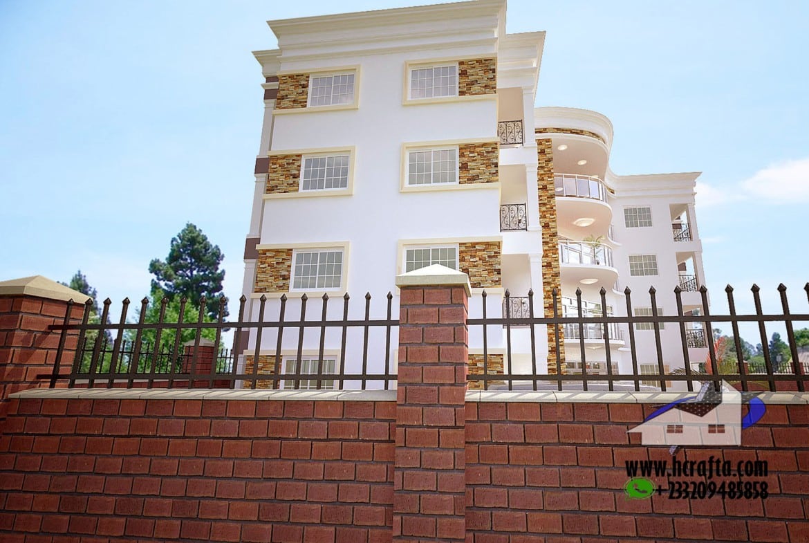 Mini hotel design with balcony and modern architecture