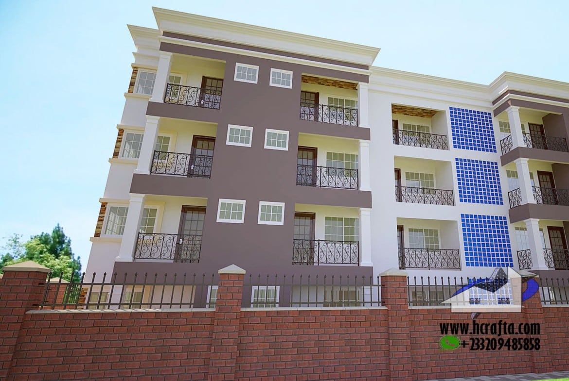 Mini hotel design with balcony featuring modern architecture