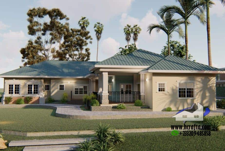5 bedroom bungalow house front elevation modern design