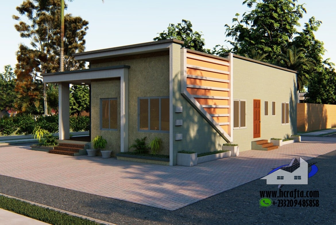 3 bedroom modern desi bungalow with flat roofing