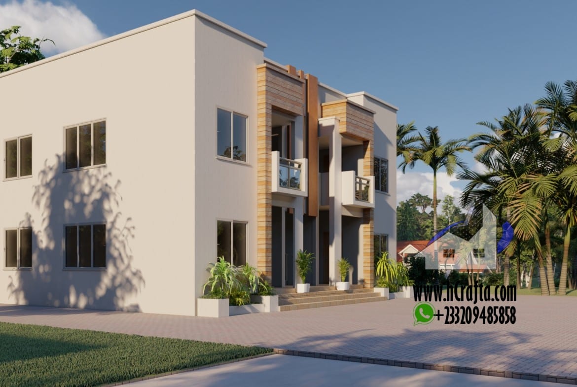 Modern compact 1 bedroom flat design in a two-story building