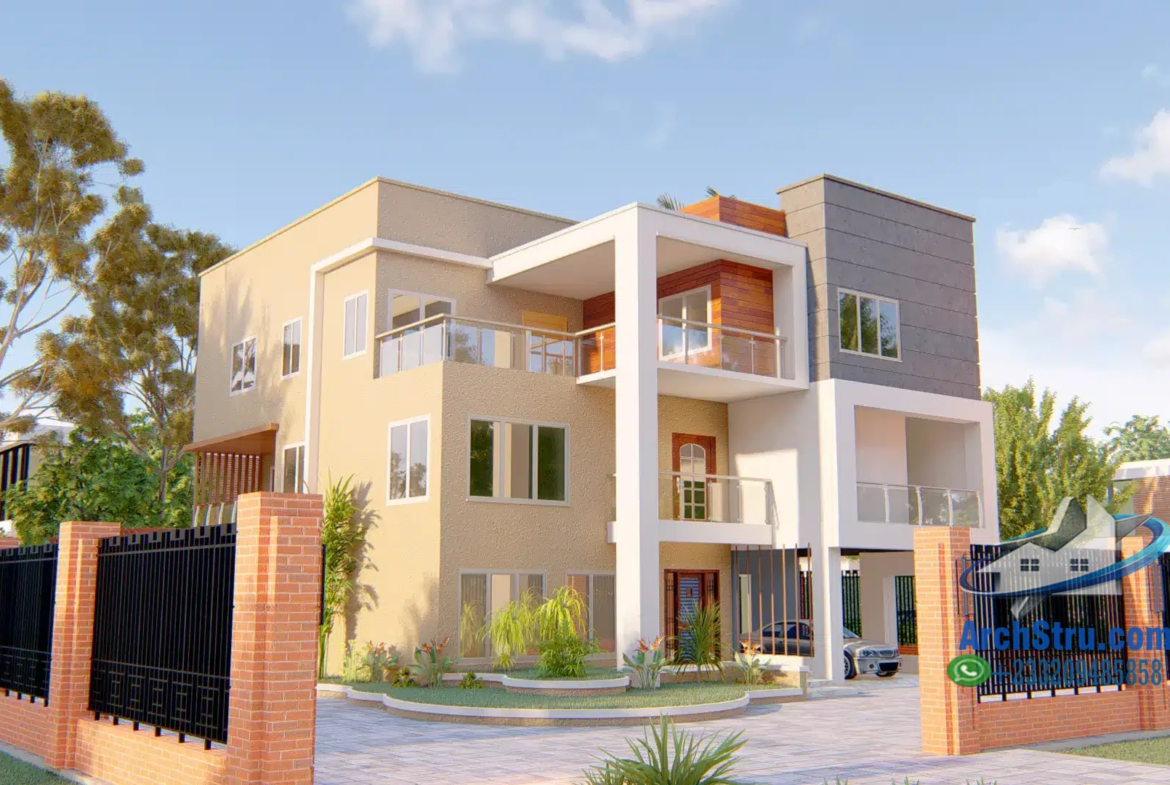 Modern luxury home with large windows and private balcony