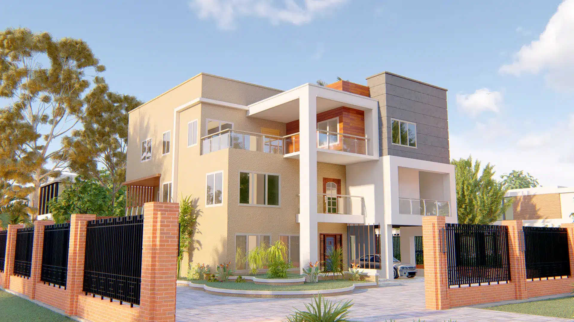 modern 4 bedroom house plan with open living space