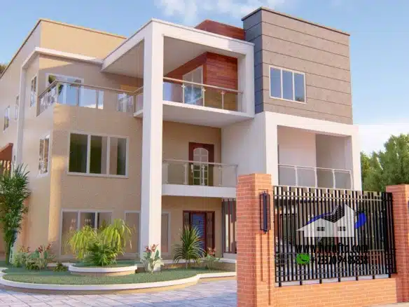 Modern 4 bedroom residential house with landscaped garden and spacious balconies