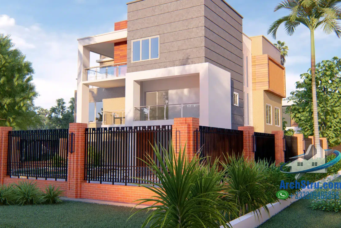 Modern luxury villa with contemporary design and lush landscaping