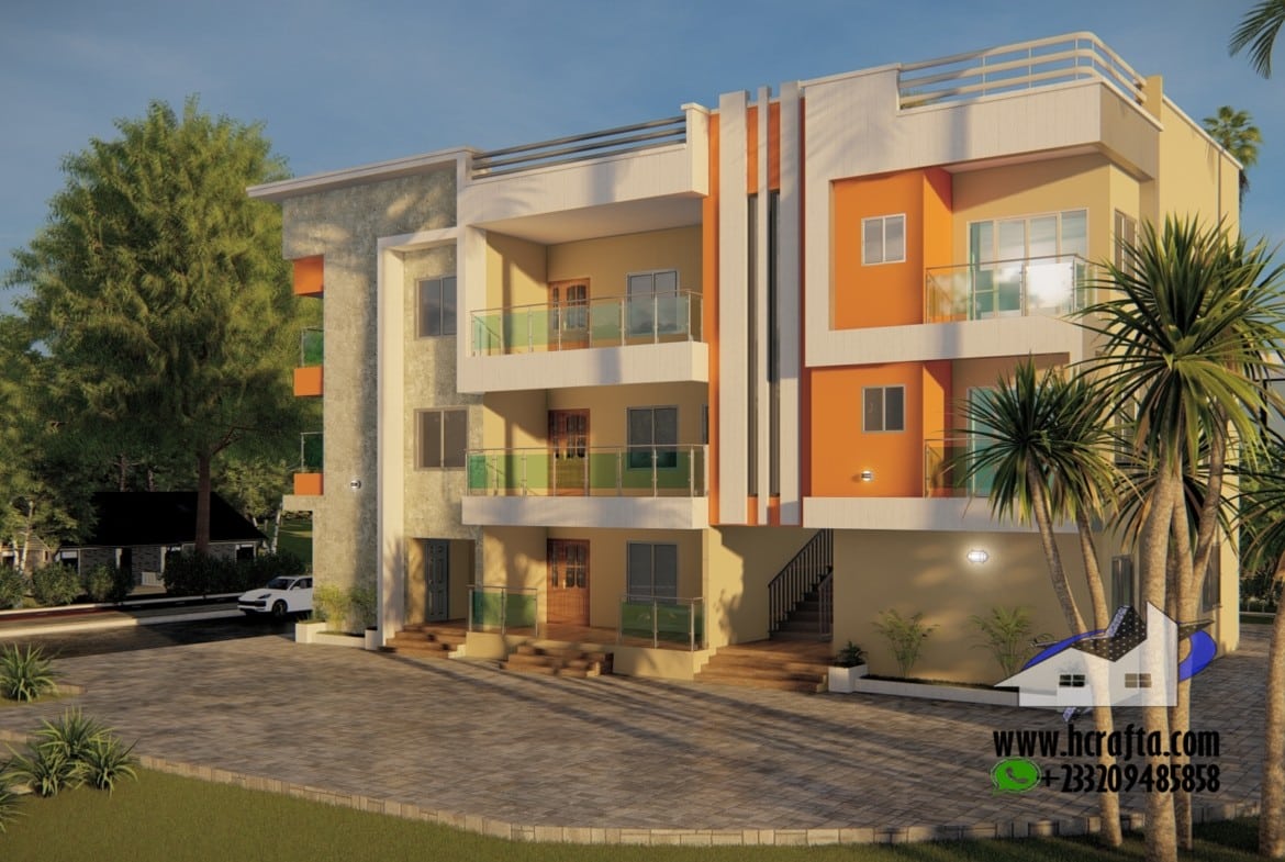 Beautiful 1-4 bedroom apartment building exterior with gardens