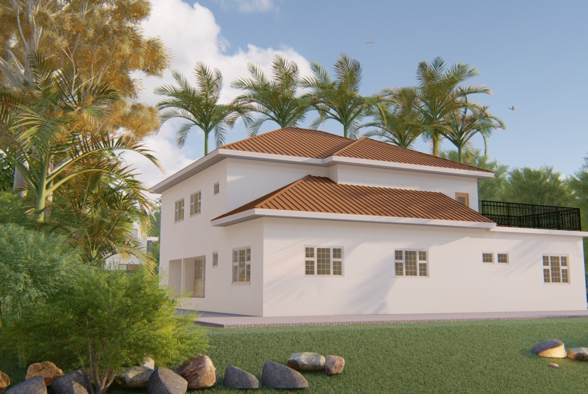 4 Bedroom Terrace Design with tropical landscaping and modern architecture
