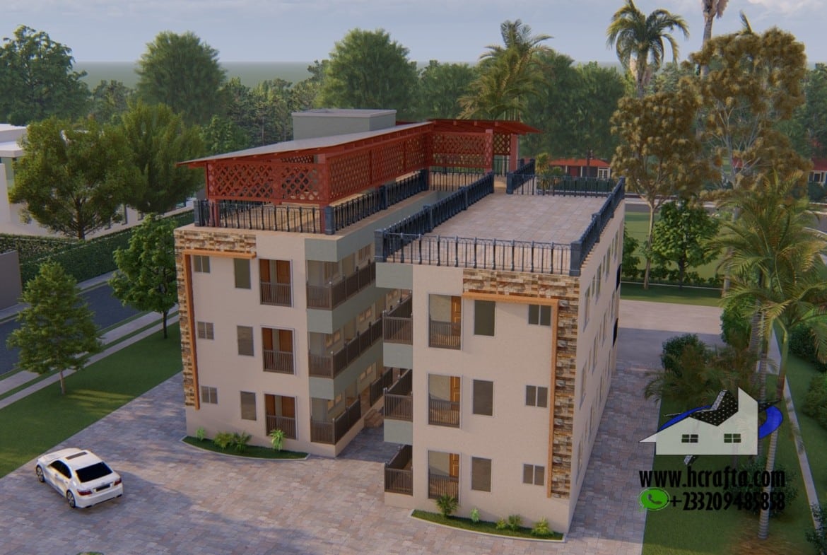 Modern single room residence flat design with rooftop veranda