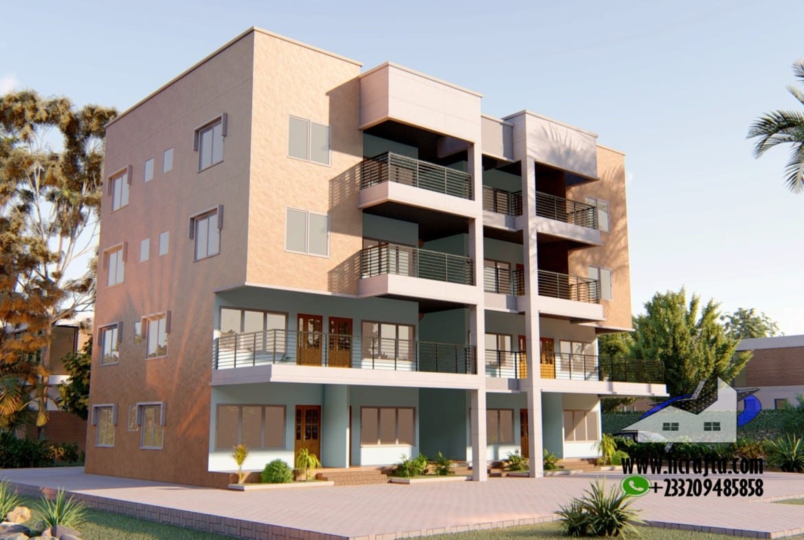 Modern multi-story building with hall and chamber flat design
