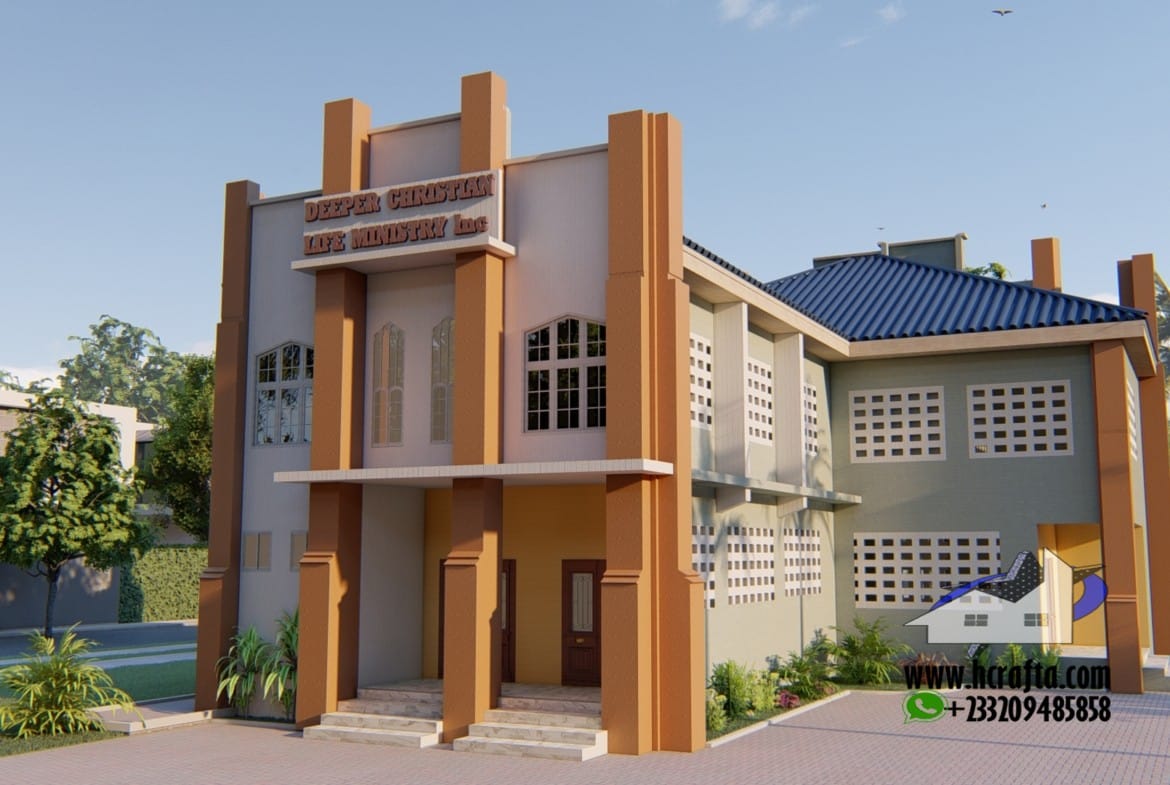 modern simple church building front view