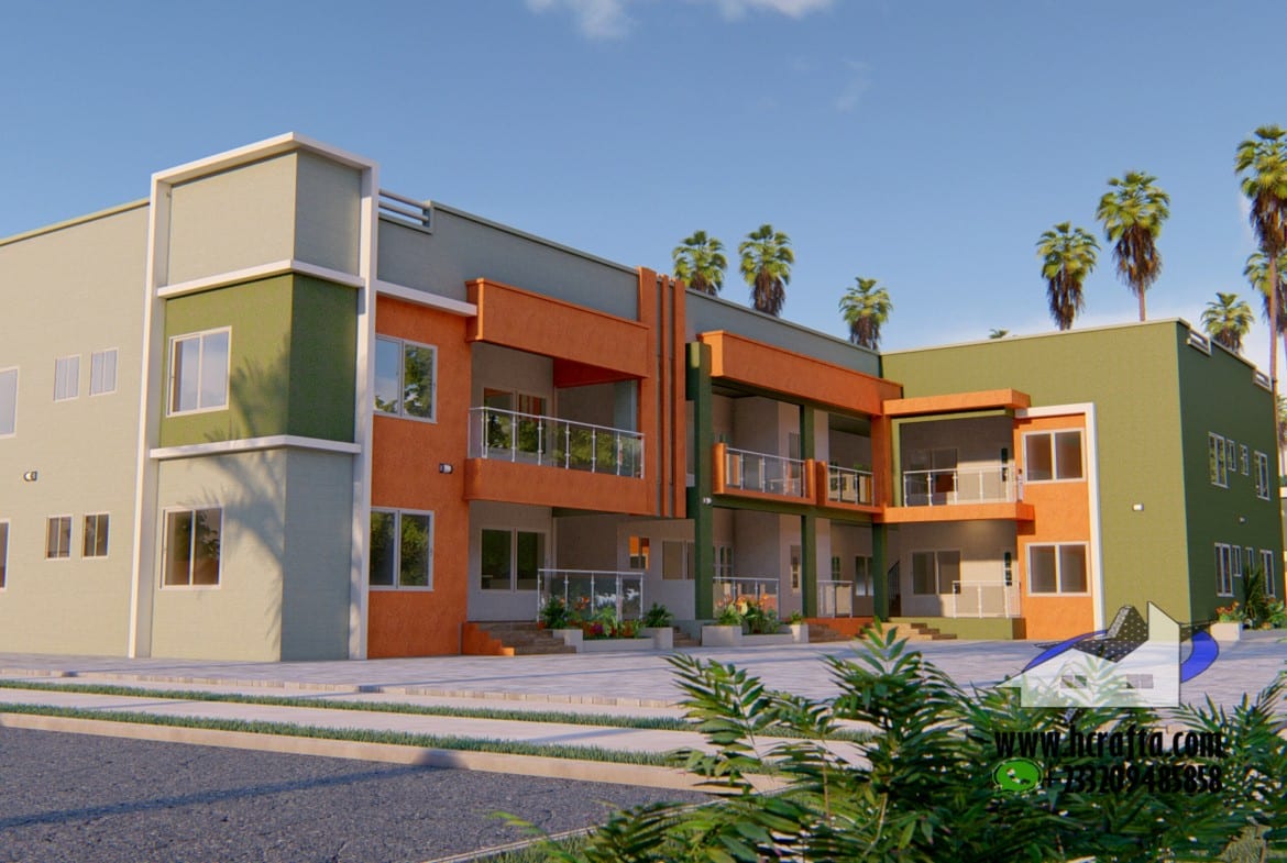 Modern 1-2 bedroom residence flat exterior with colorful facade