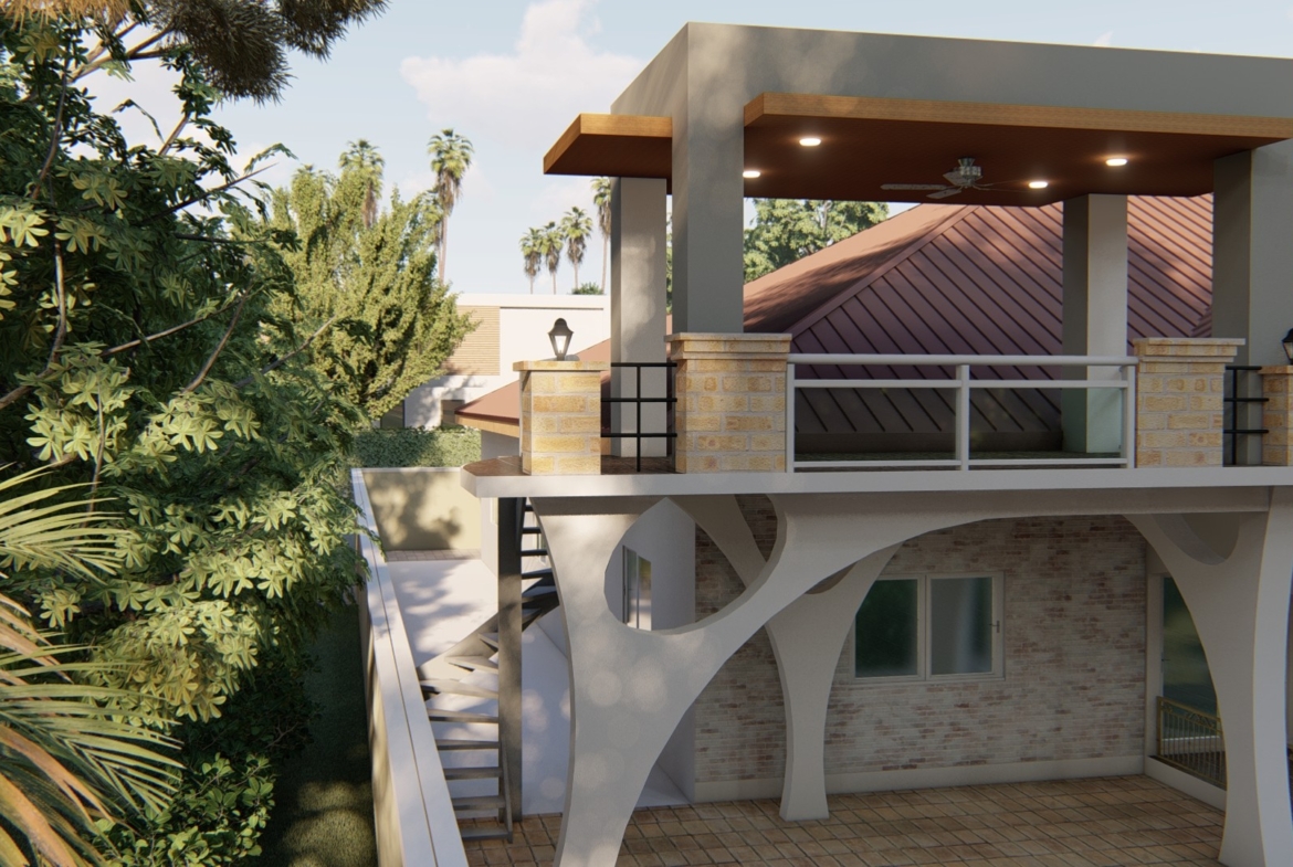 Modern roof-top terrace design on a stylish 5 bedroom bungalow