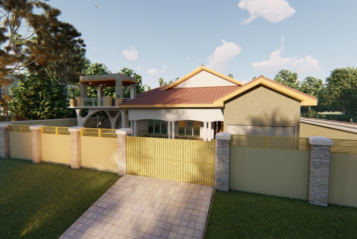 5 Bedroom bungalow with roof-top terrace design and modern landscaping