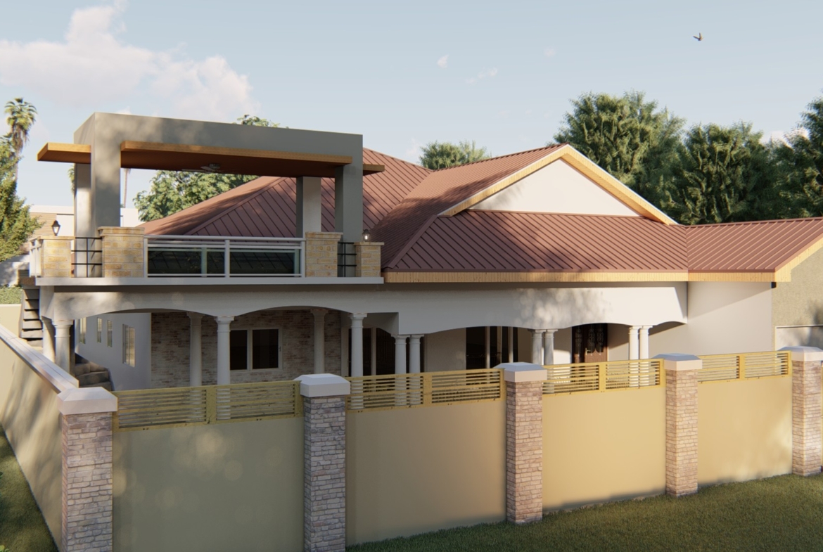Elegant 5 Bedroom Bungalow with Roof-Top Terrace Design