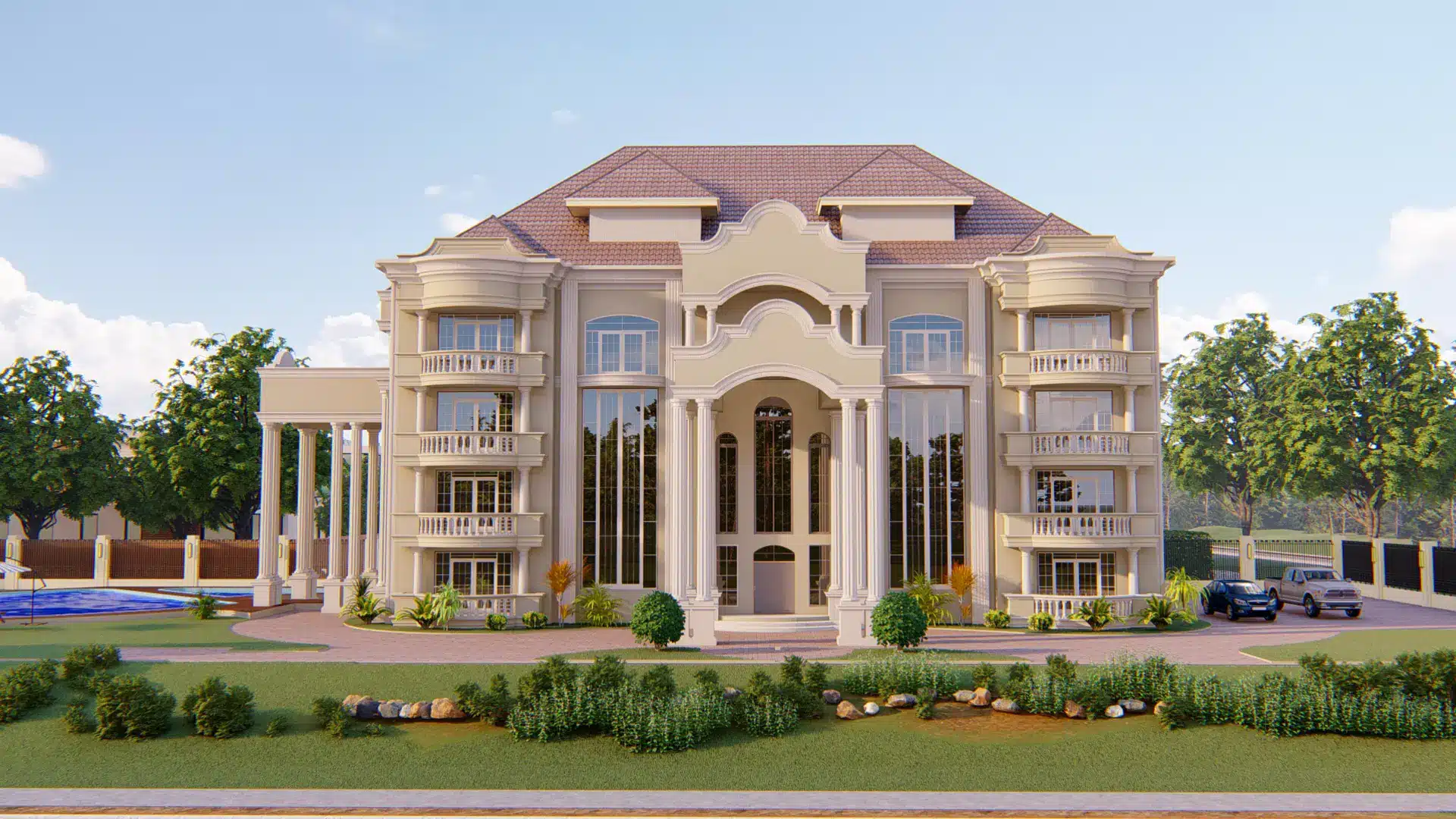 modern mansion house front elevation architectural design