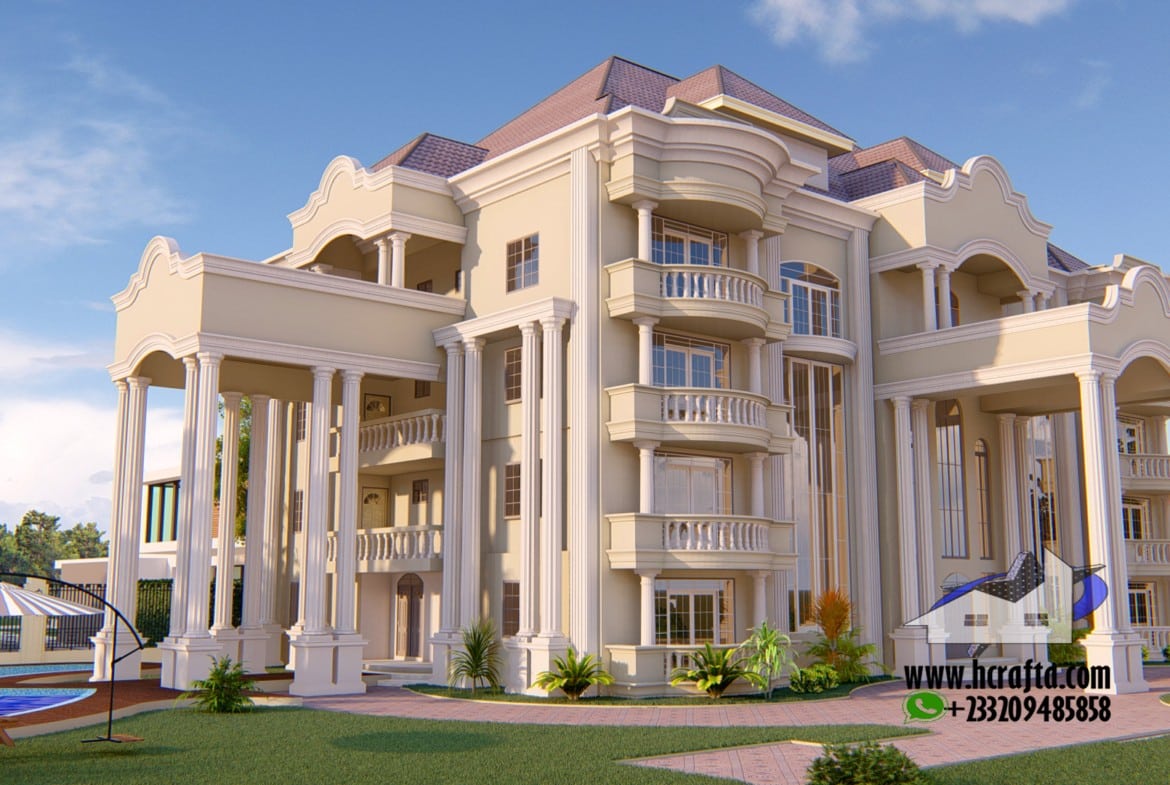 luxury mansion house design with swimming pool