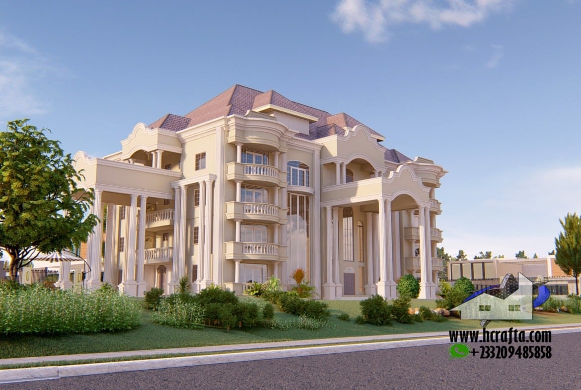 mansion house plan with balcony and terrace design
