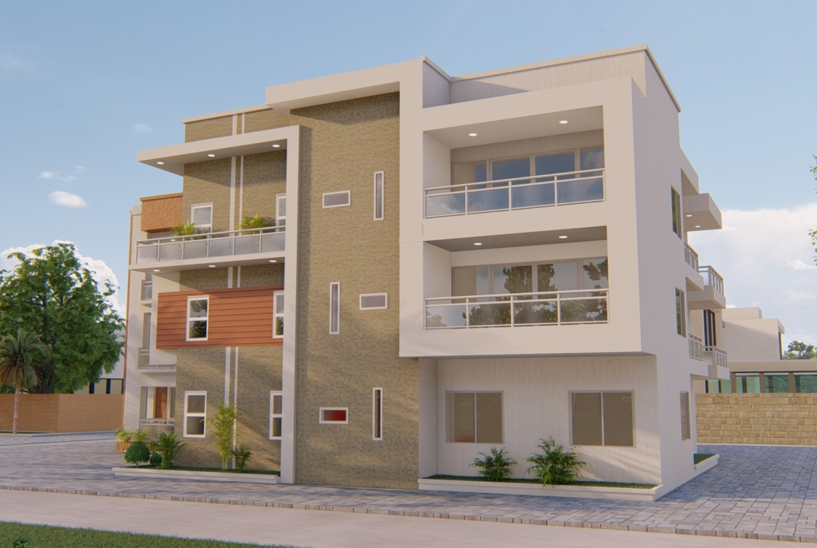 Modern 3-bedroom residential flat design exterior view