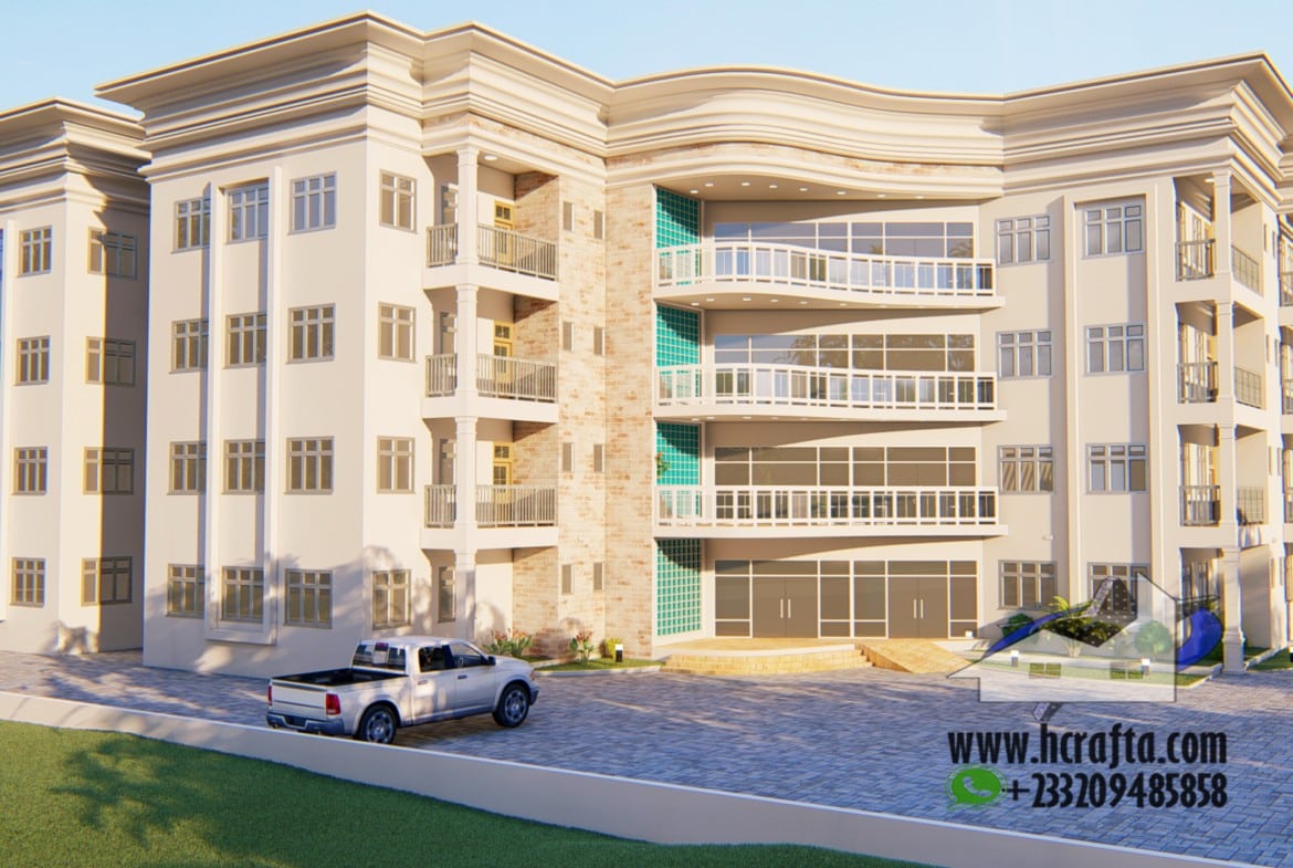office building design with glass facade exterior