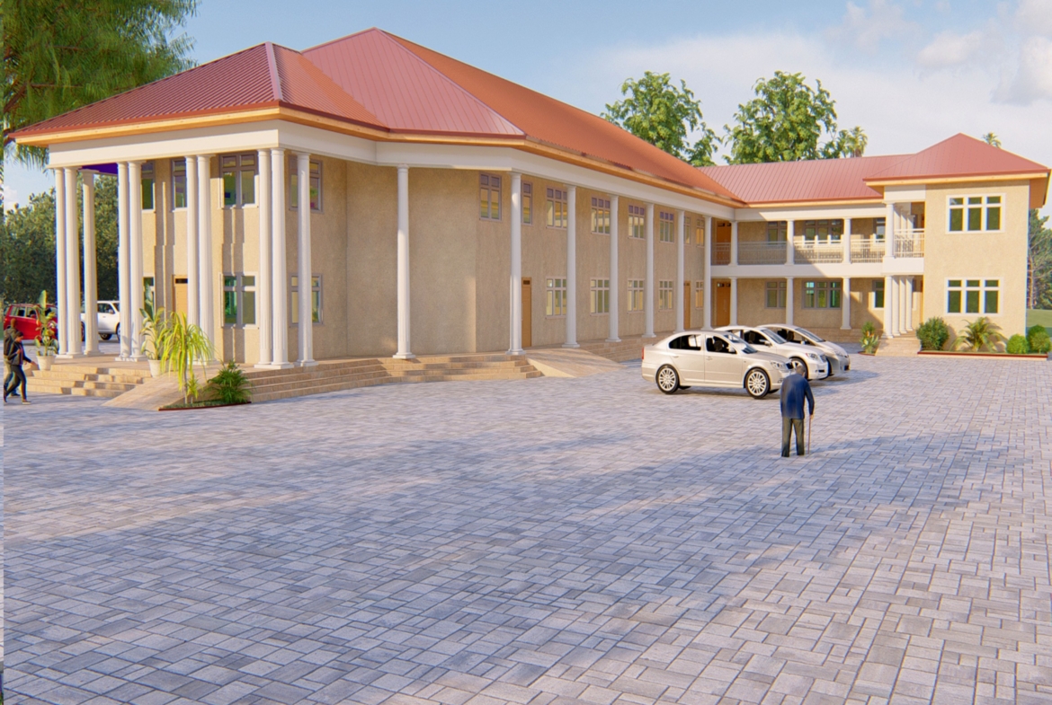 Traditional chief palace design with modern architecture and parked cars