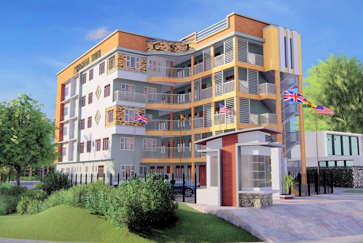 Modern school building design ideas with multi-story architecture and flags