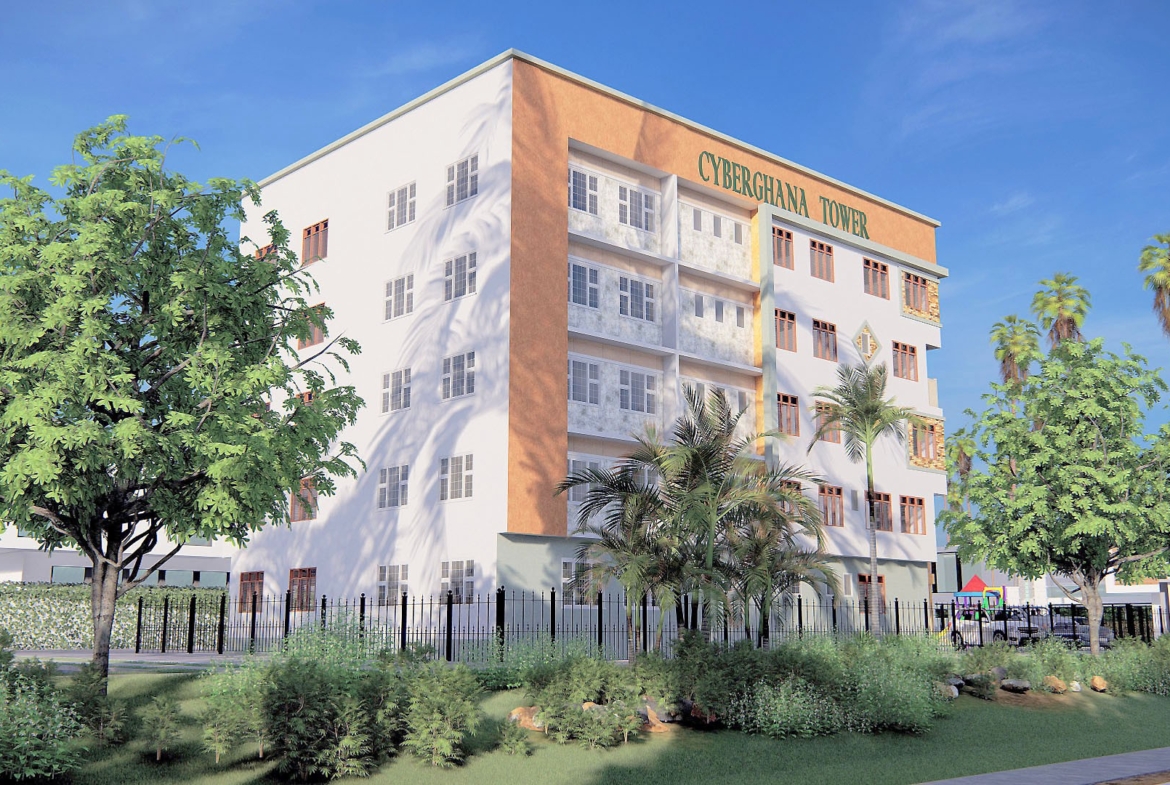 Modern school building with palm trees, illustrating design ideas