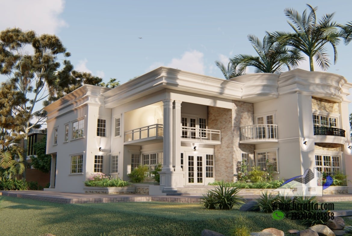 elegant 6 bedroom house design with balcony and terrace