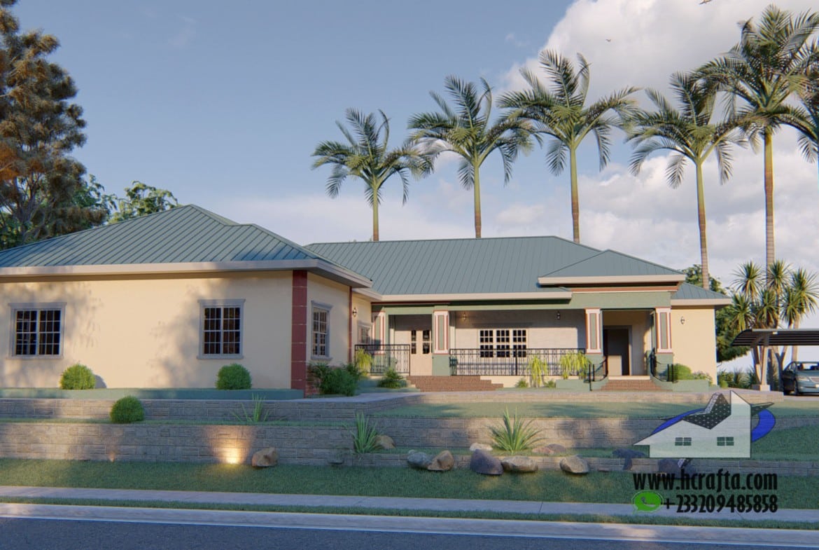 modern 5 bedroom single storey house design open plan