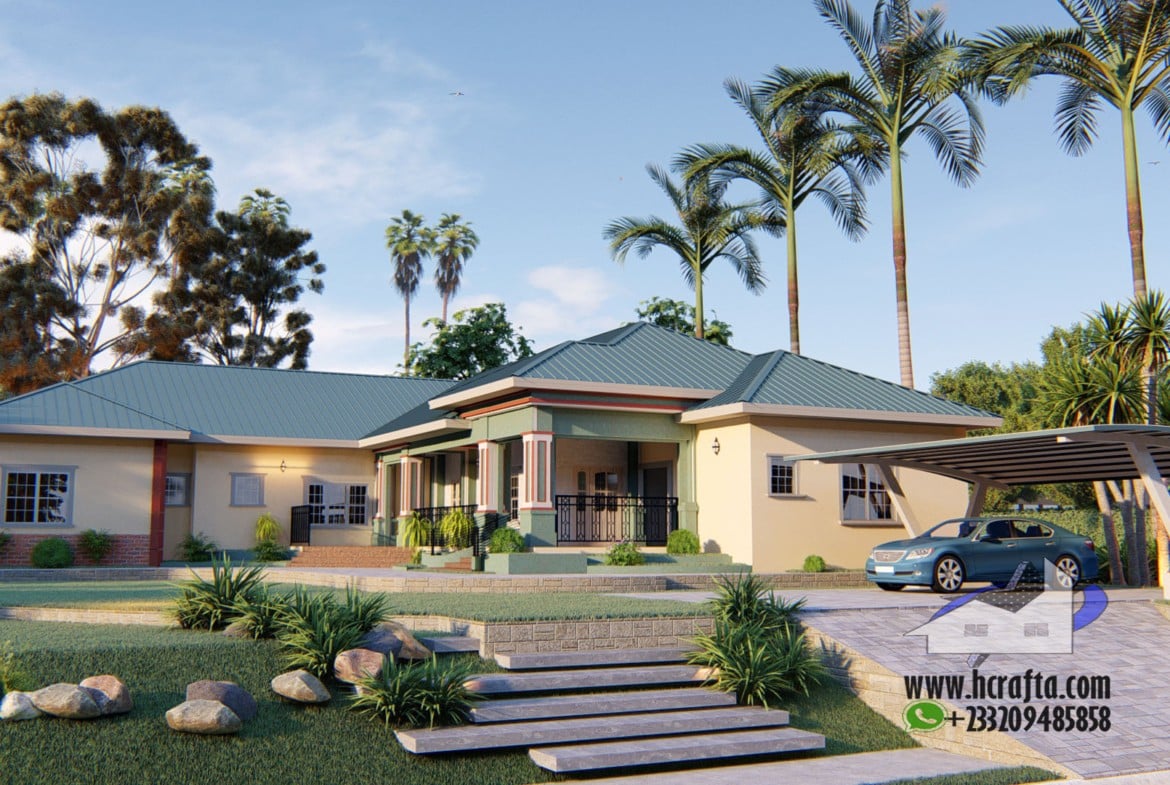 single storey 5 bedroom house design front elevation