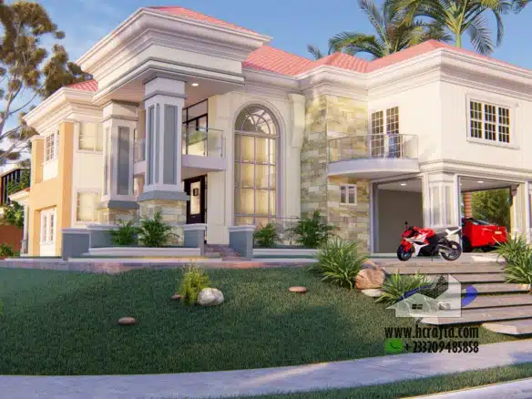 Elegant modern 5 bedroom house with spacious design and lush landscape