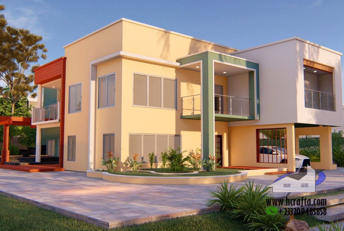 cozy 4 bedroom house design driveway and entrance view