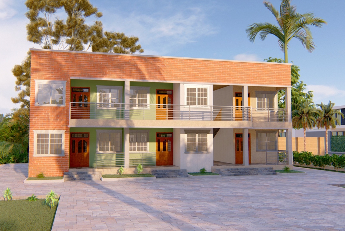 Small 1-bedroom apartment building with modern design in a serene environment