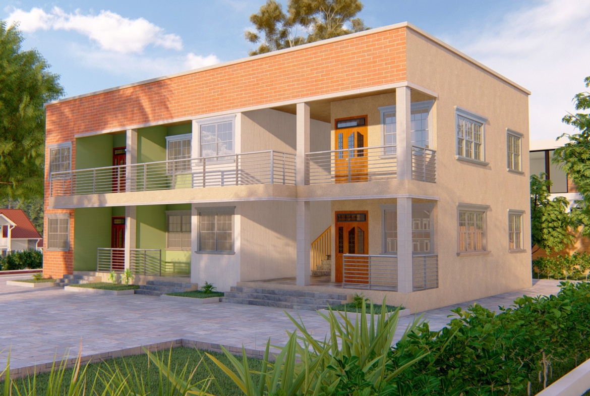 Modern small 1-bedroom apartment design in a two-story building