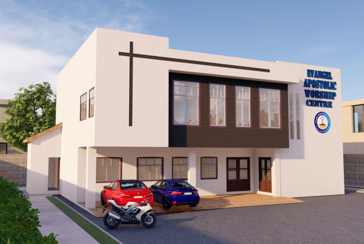 Modern church architecture with a sleek, contemporary design