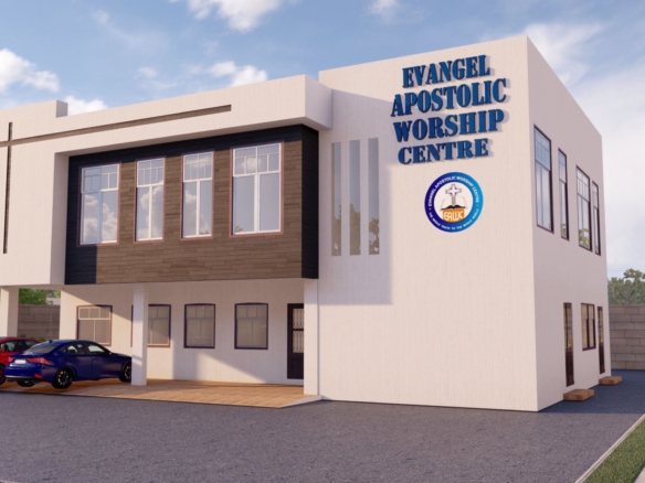 Modern church architecture of Evangel Apostolic Worship Centre
