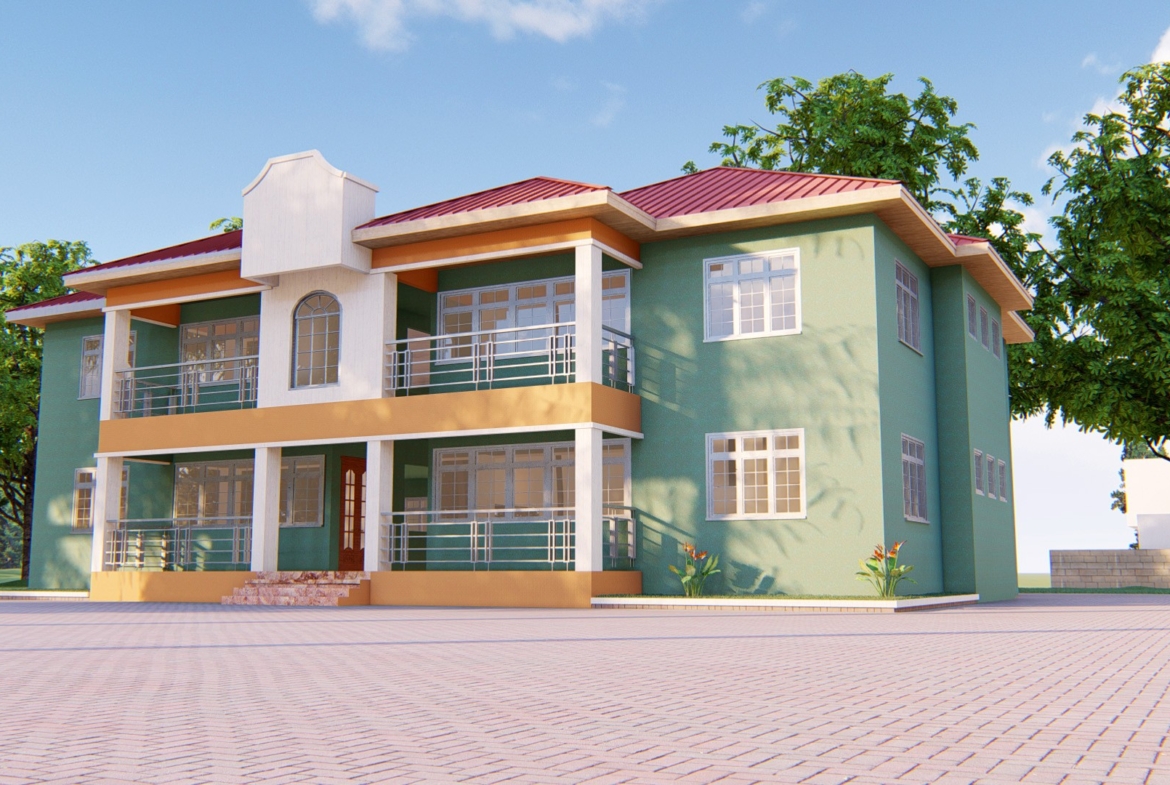 Modern design of a 2 bedroom rental apartment with green facade