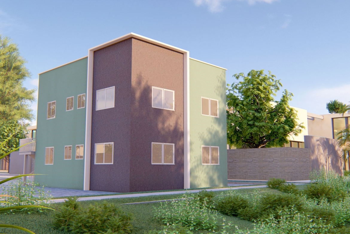 Simple 2 bedroom apartment house exterior with modern design