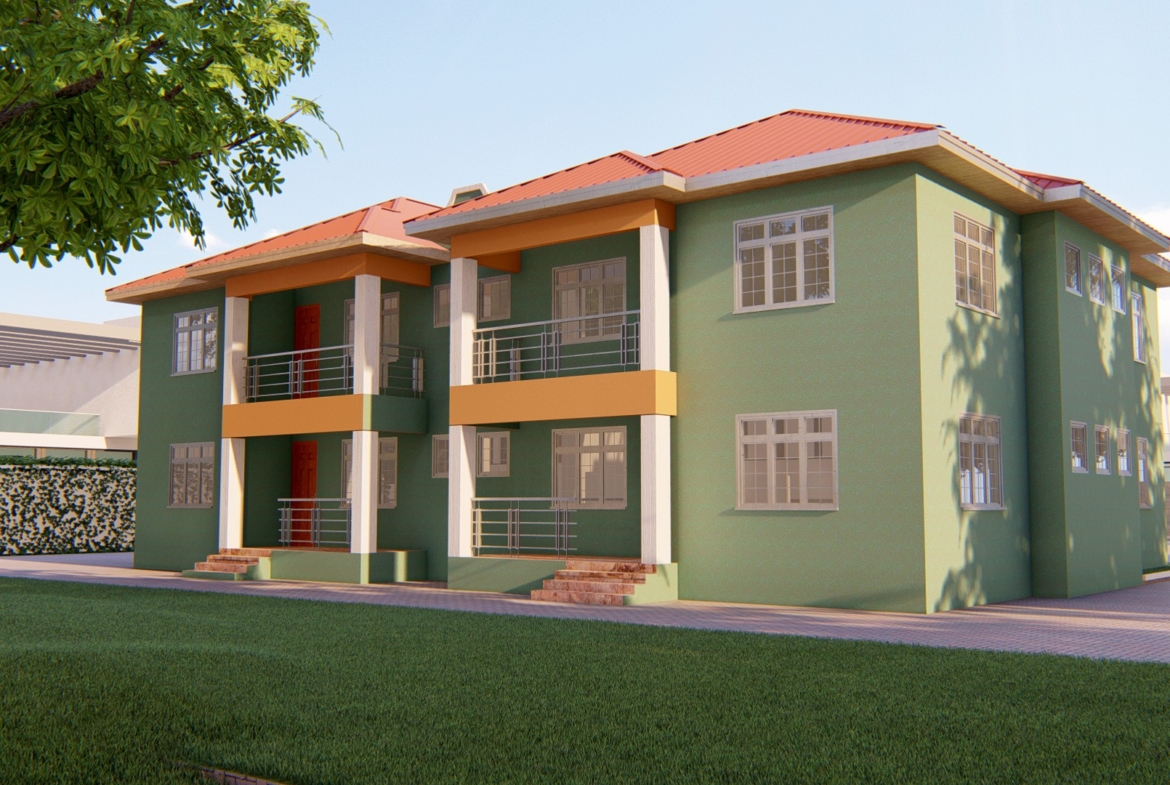 Green building, ideal for rental apartment design, showcasing a 2 bedroom apartment layout