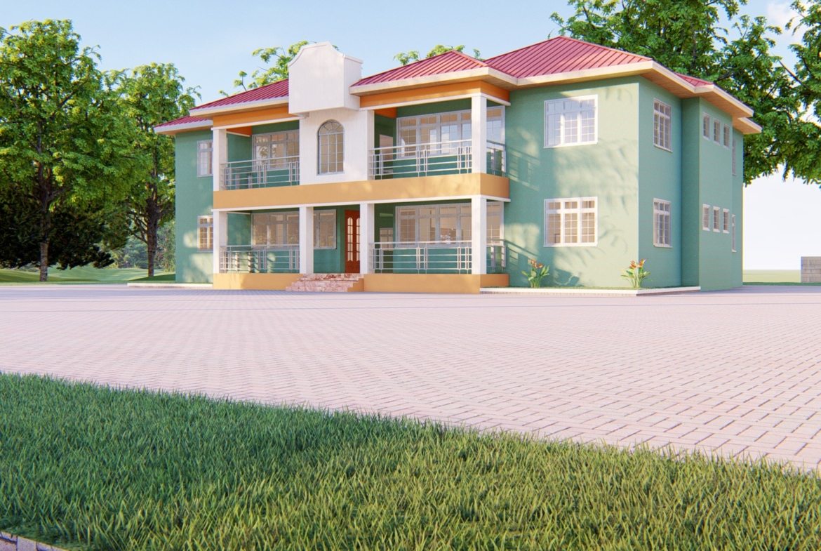 Two-story rental apartment complex design with a spacious 2-bedroom layout