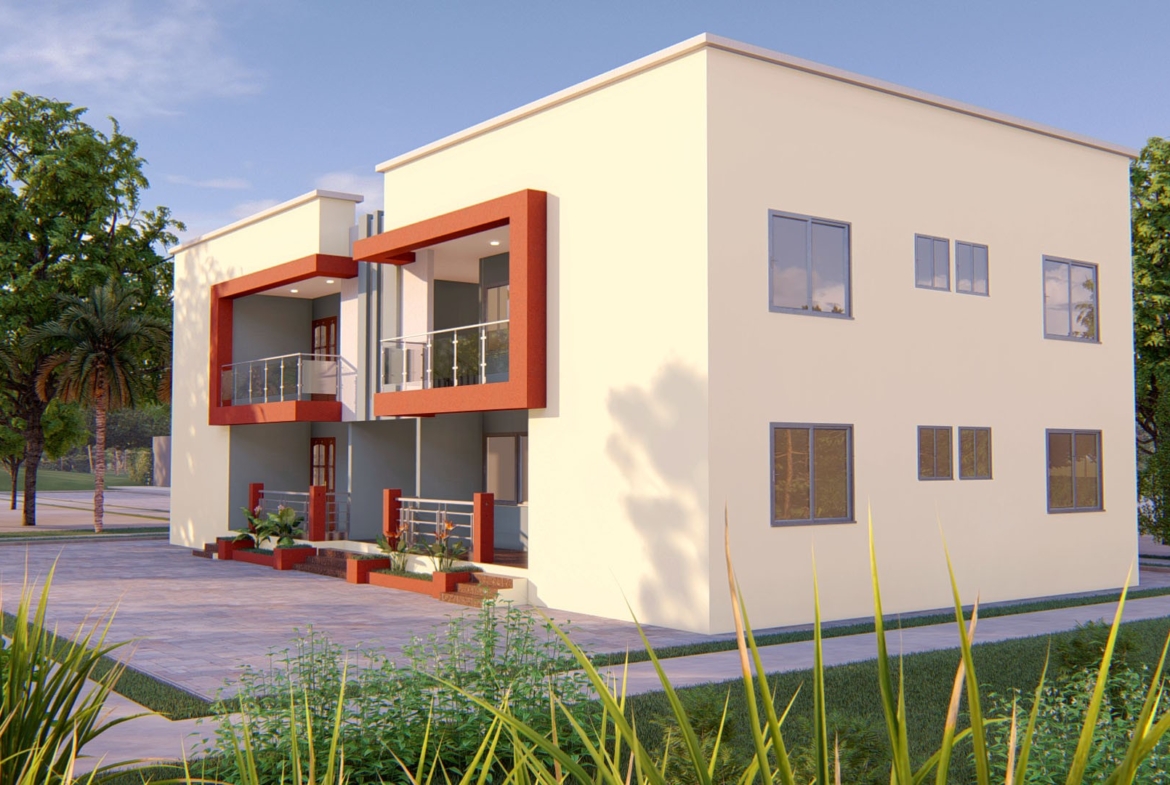Smart 2 bedroom apartment exterior with modern design