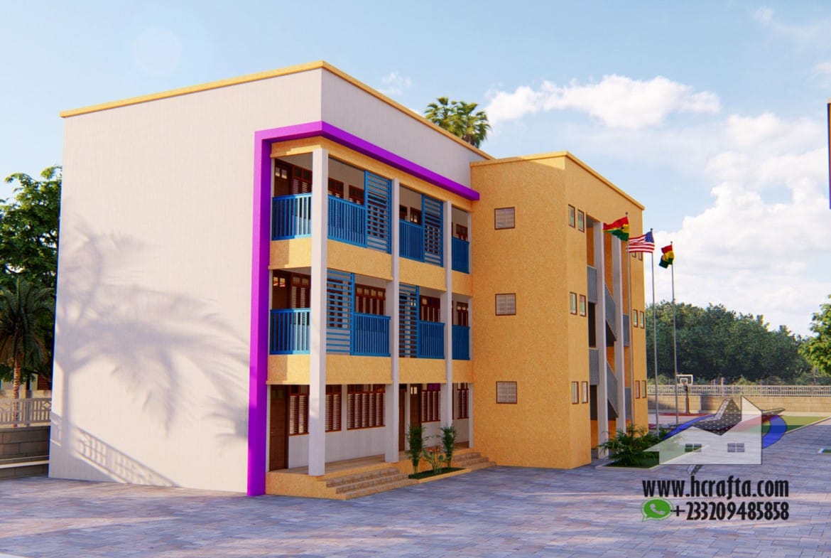 primary school modern design colorful educational building