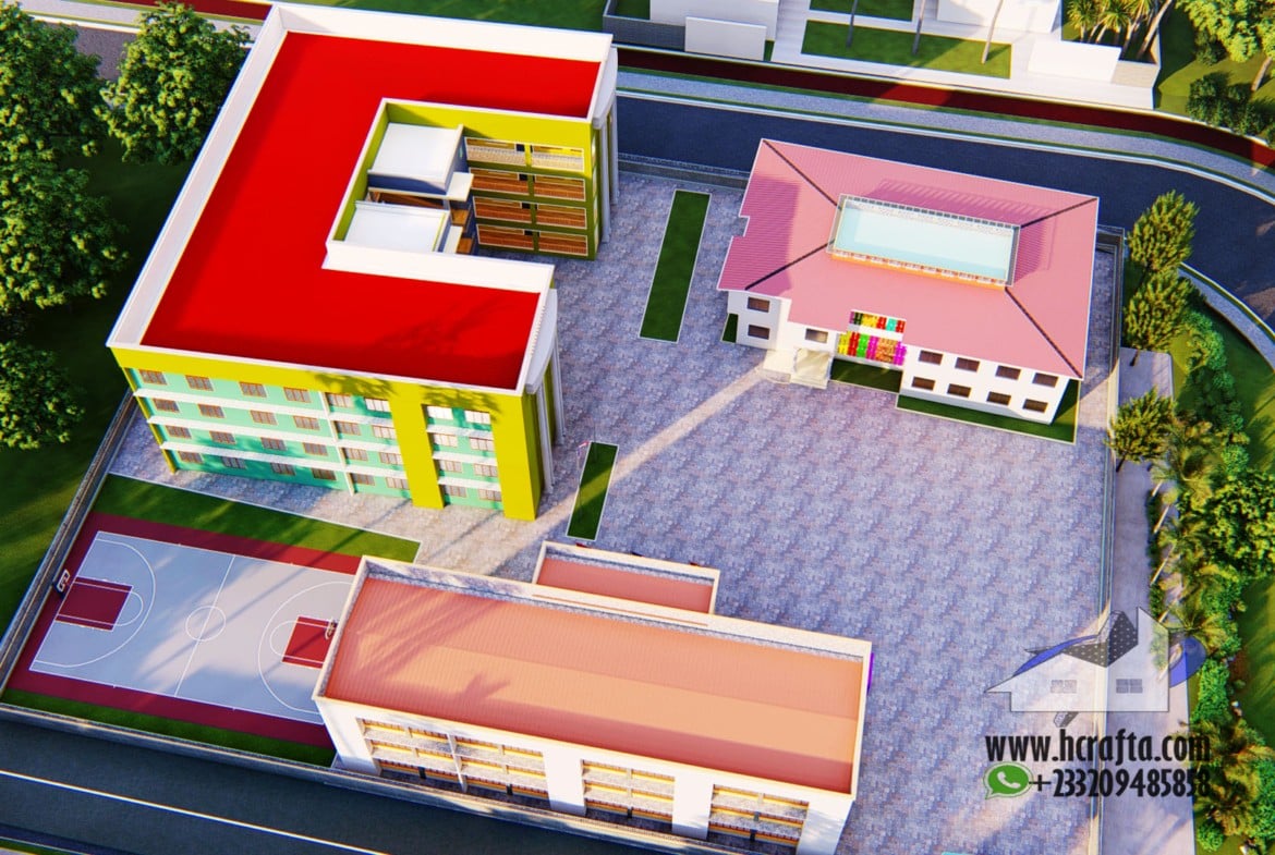 modern school design with playground and outdoor space