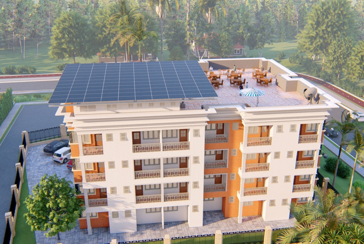 Modern hotel design by architectural firms in Ghana with solar panels
