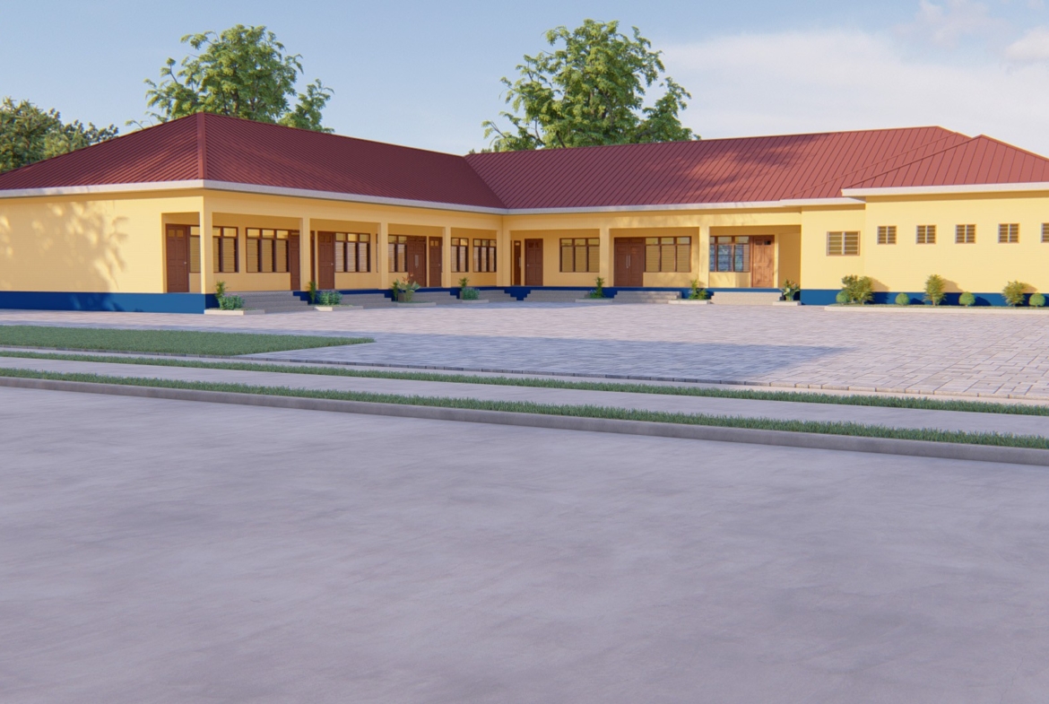 Modern classroom unit design with yellow exterior and red roof