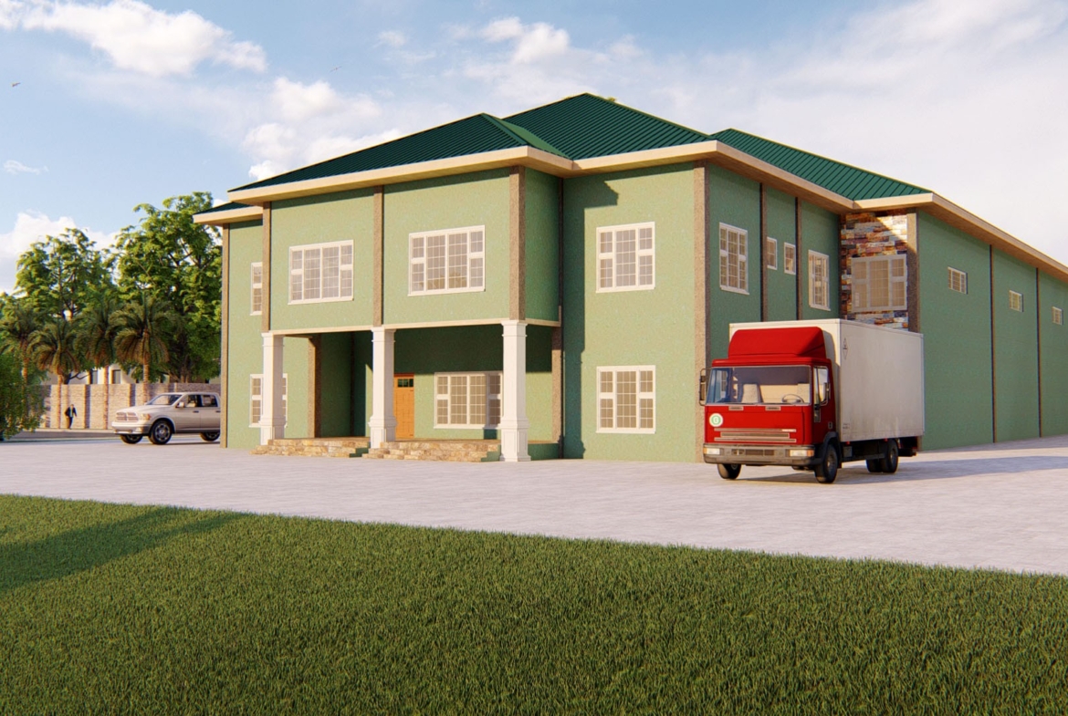 Modern warehouse design with loading dock and industrial storage solutions