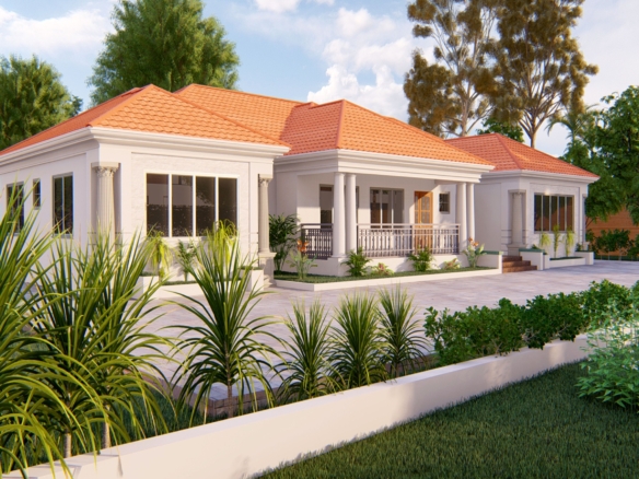 Elegant 6 bedroom bungalow design with spacious garden