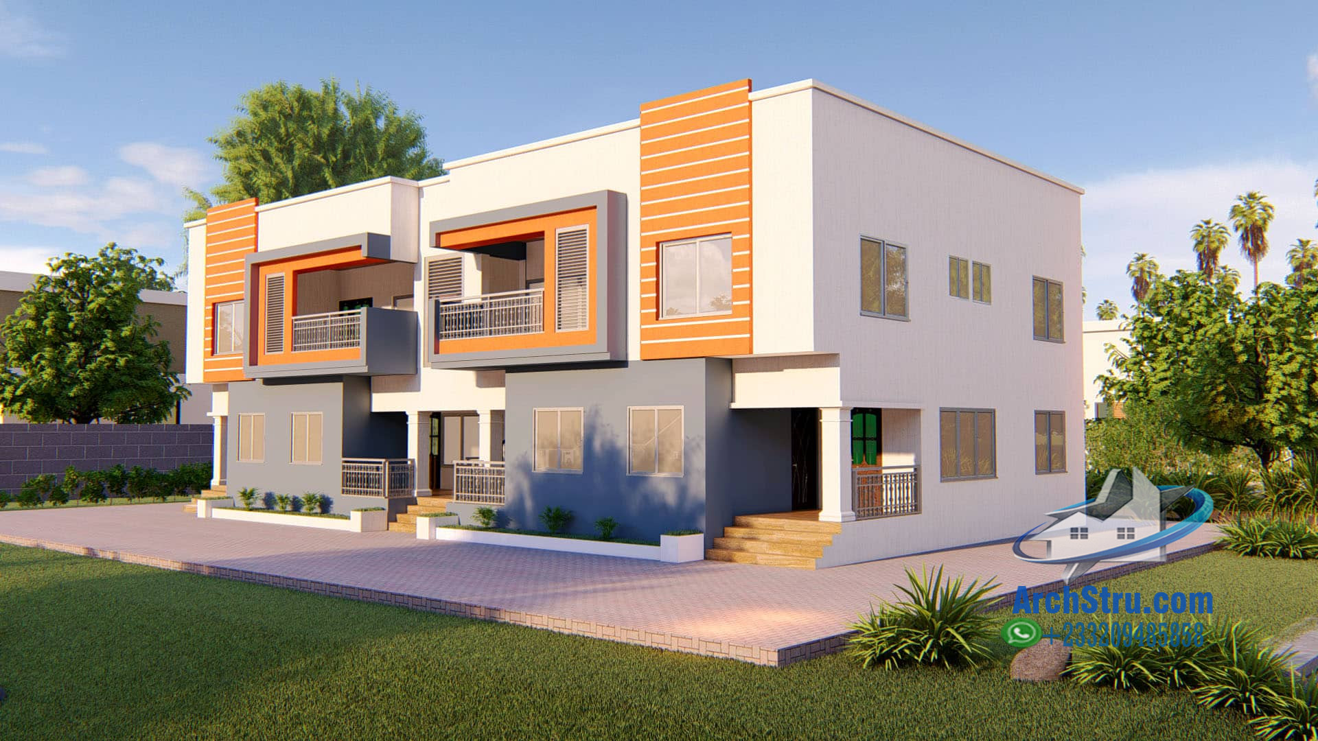 Modern duplex house designs in Ghana with contemporary architecture