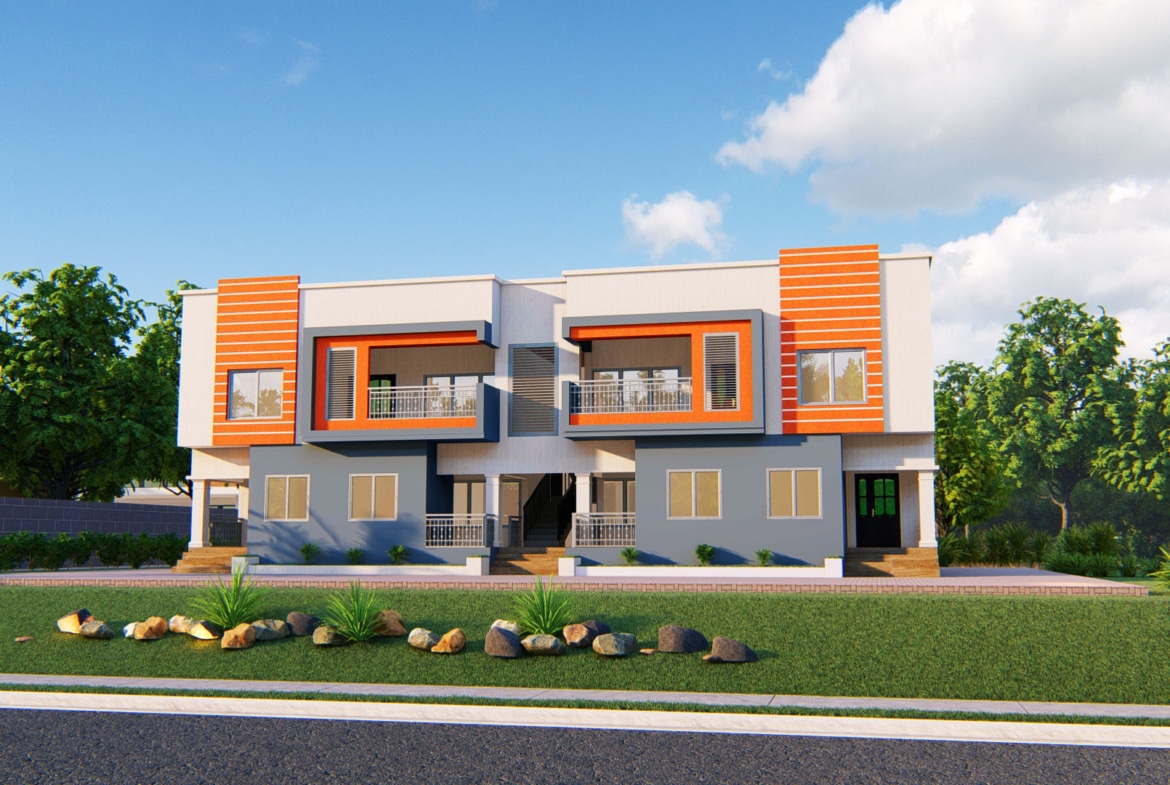 Contemporary house designs in Ghana featuring vibrant colors and modern architecture