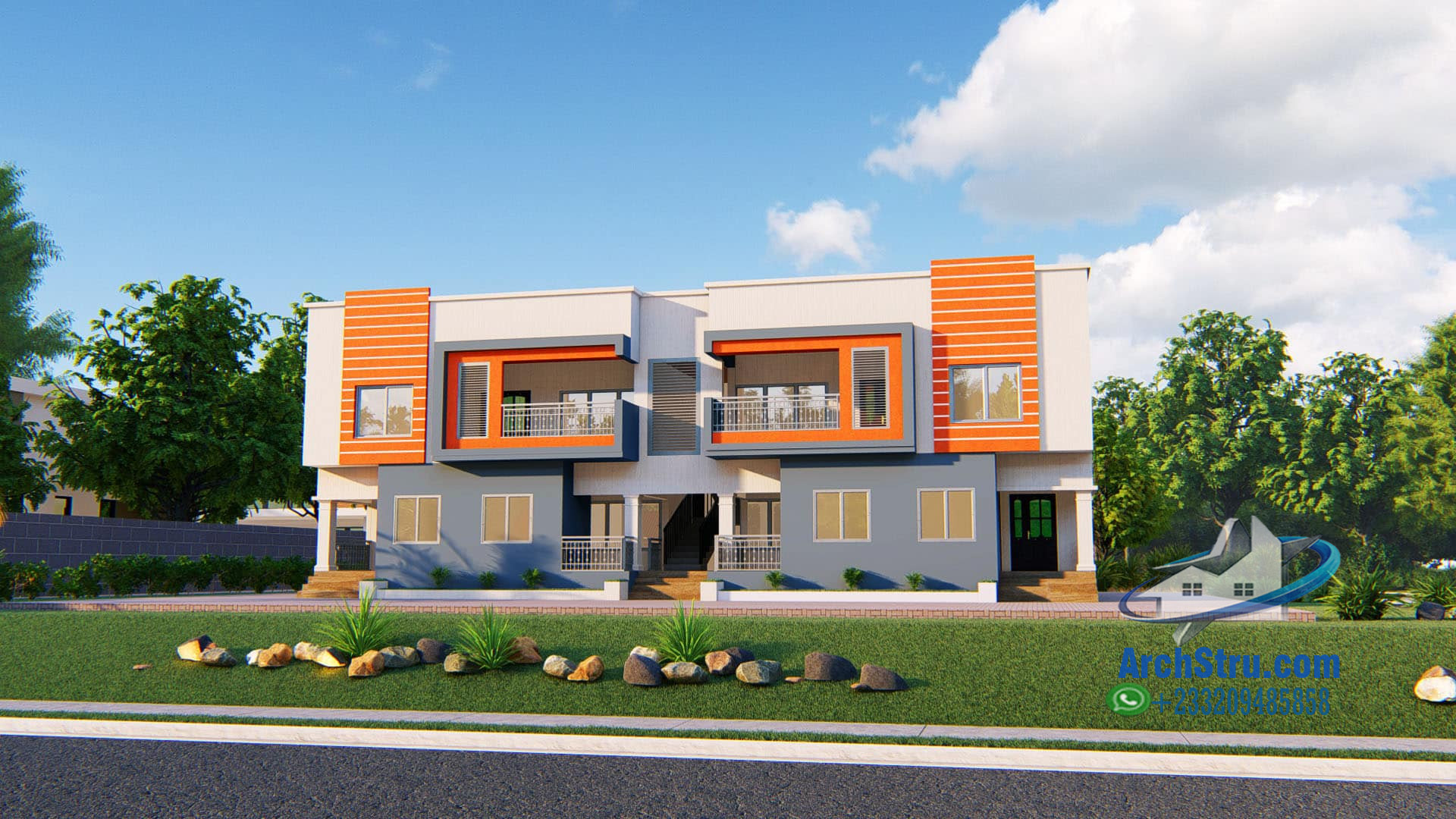 Contemporary house designs in Ghana featuring vibrant colors and modern architecture